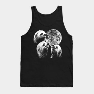 3 Sloth Moon Howling Raccoon Head Funny Wolf Tank Top